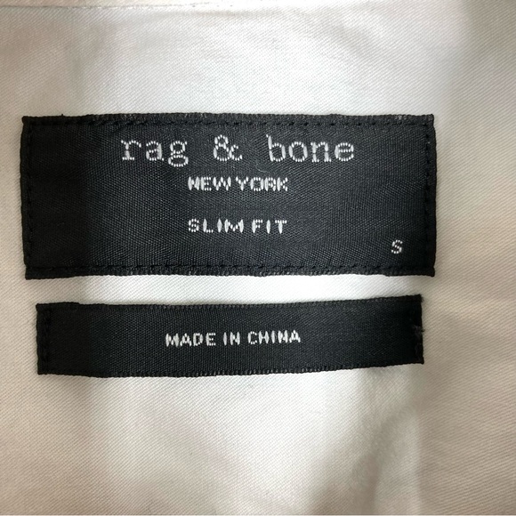 Rag & Bone Mens Button Down Slim Fit Shirt Small White Gray Oxford Long Sleeve - Picture 16 of 16